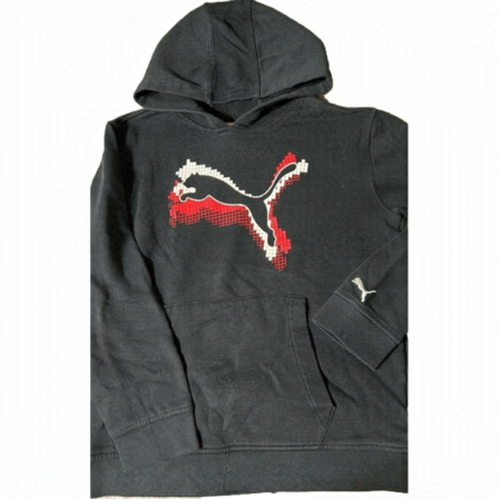 PUMA Black Red White Big Logo Youth BoyMedium Hoodie Size 10 12 - Picture 2 of 5